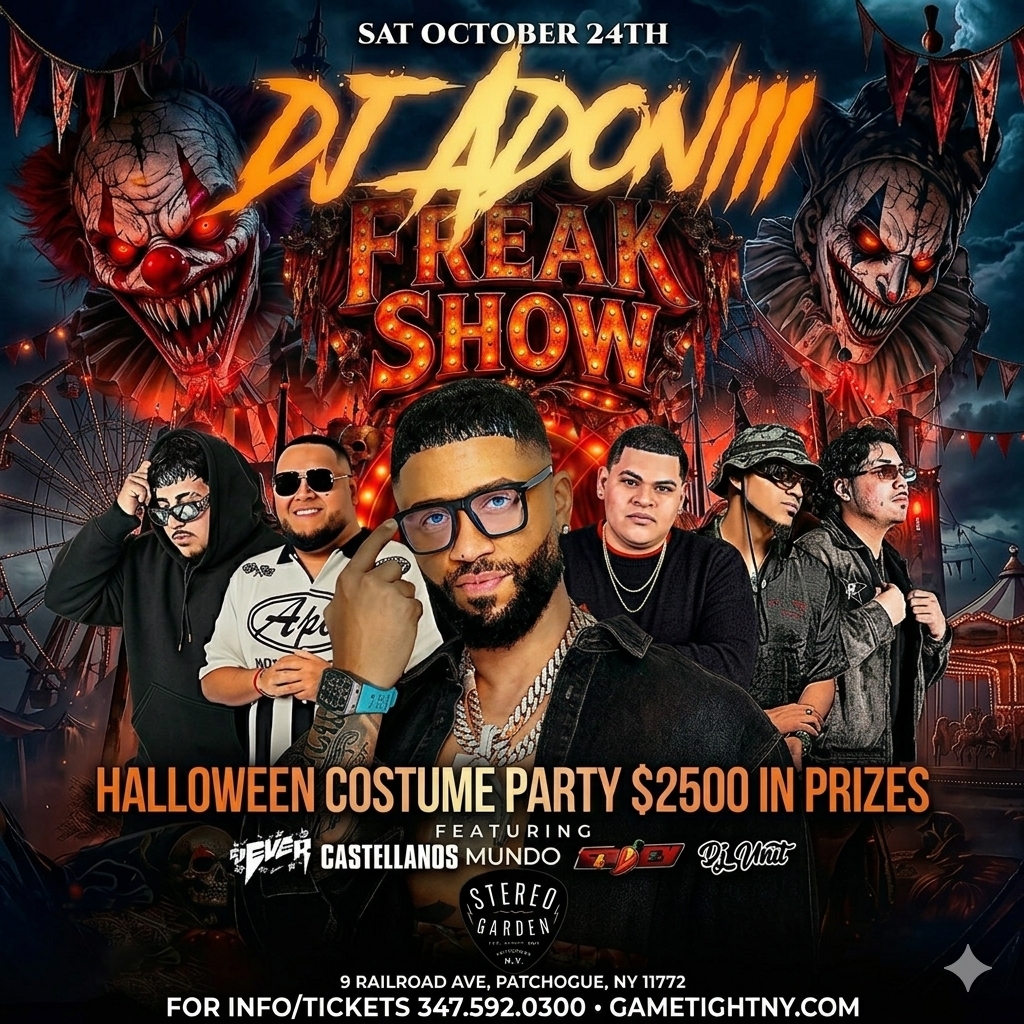 DJ ADONI Freak Show at Stereo Garden Long Island Halloween party — event image
